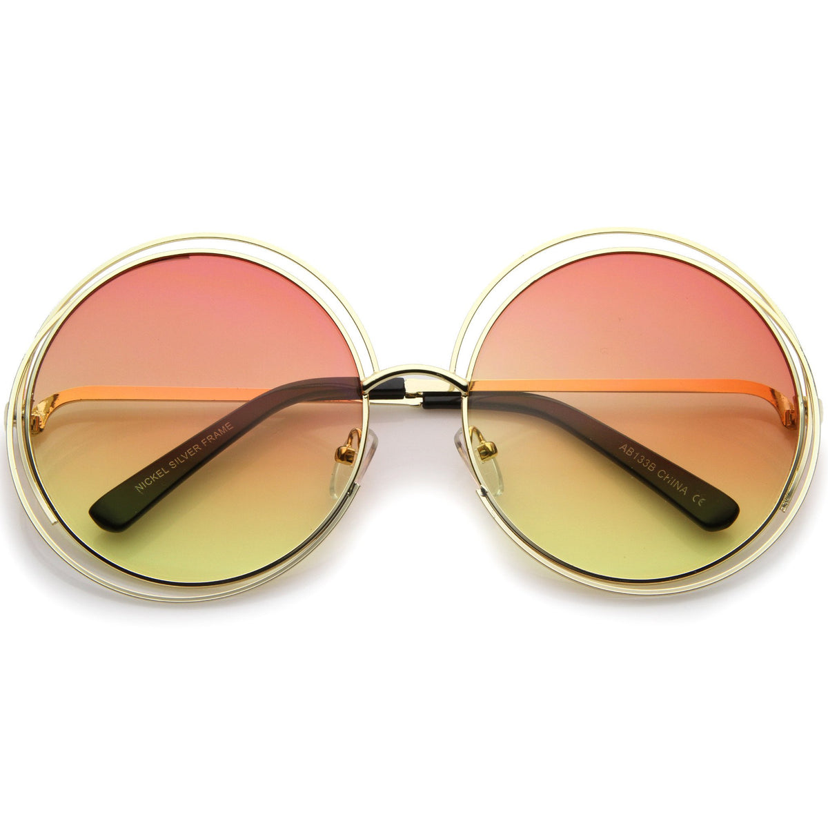 Women S Retro Hippie Oversize Round Gradient Lens Sunglasses Zerouv