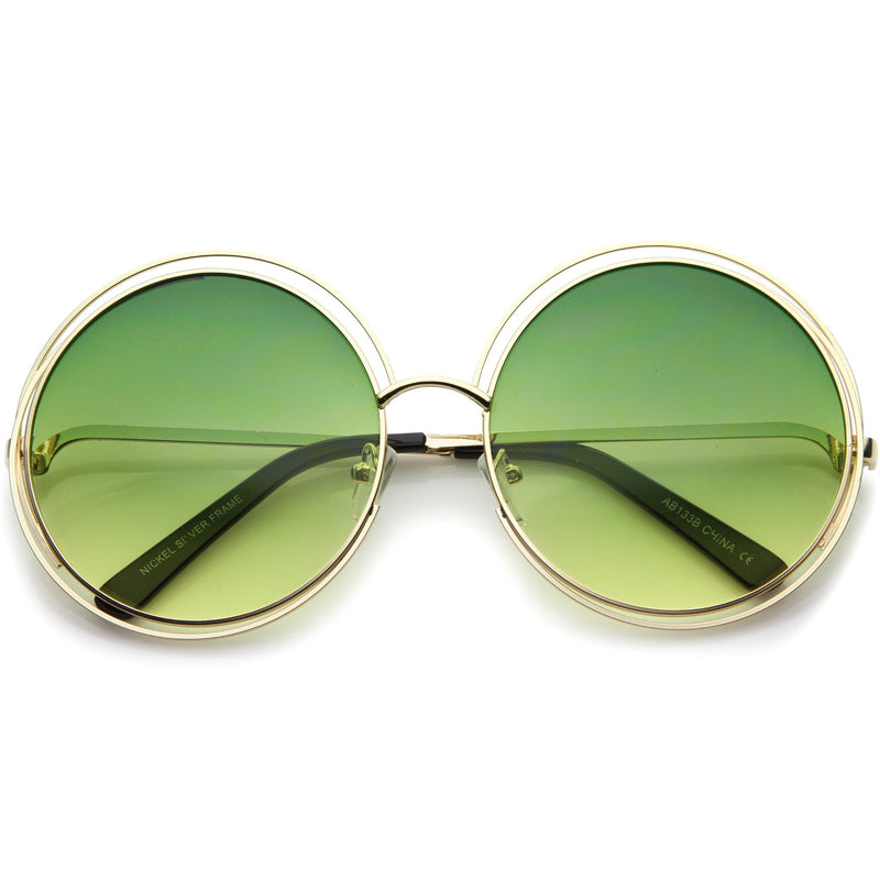 Womens Retro Hippie Oversize Round Gradient Lens Sunglasses Zerouv 