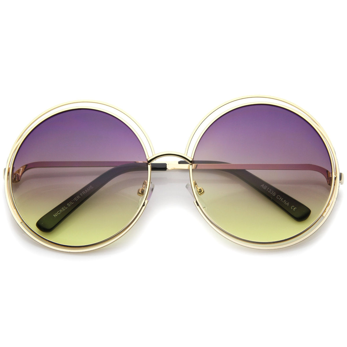 Womens Retro Hippie Oversize Round Gradient Lens Sunglasses Zerouv 