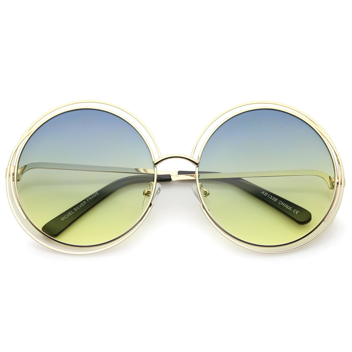 Women S Retro Hippie Oversize Round Gradient Lens Sunglasses Zerouv