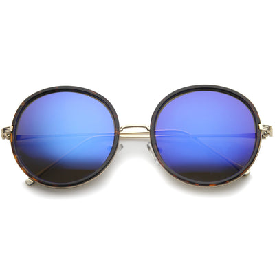 Women's Round Retro Color Mirror Lens Sunglasses - zeroUV