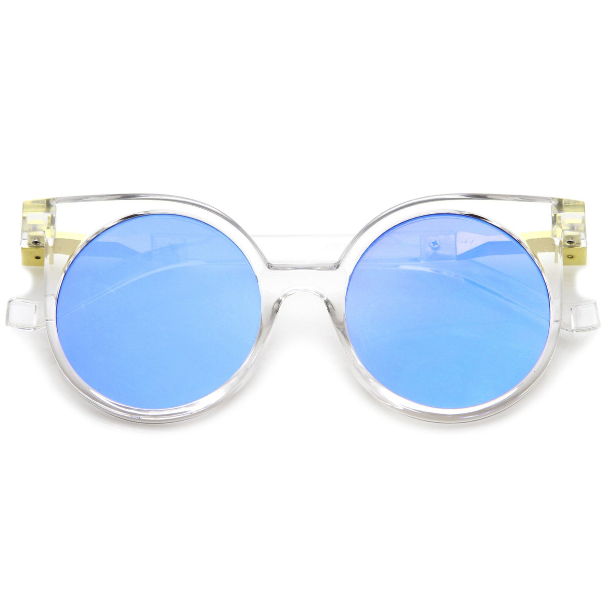 Retro Modern Horned Rim Flat Lens Round Sunglasses Zerouv 