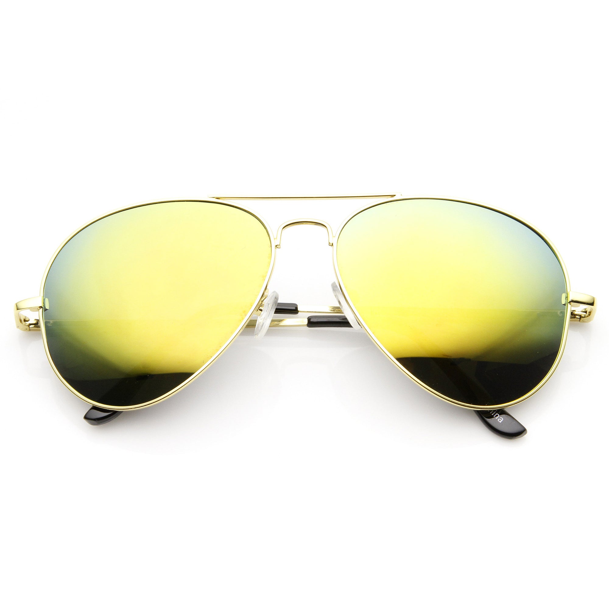 Zerouv Full Gold Frame Revo Mirrored Lens Sunglasses Zerouv 