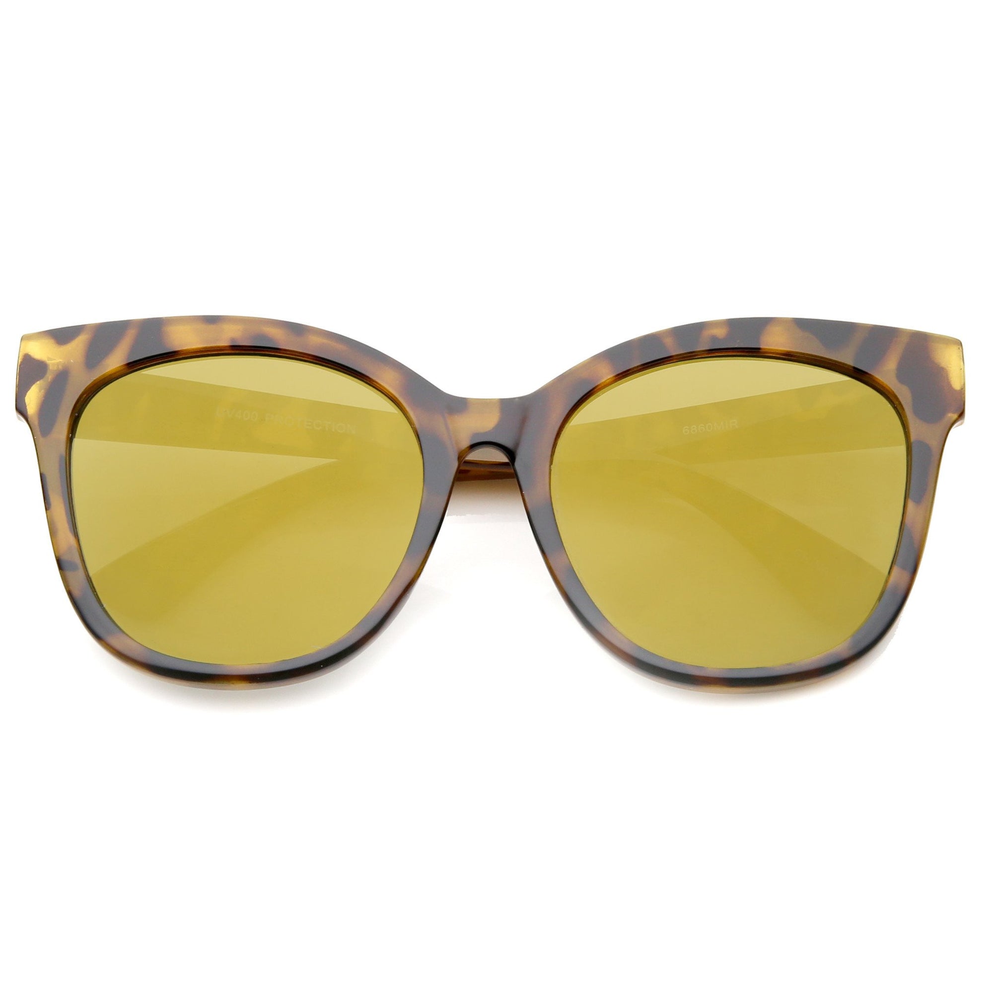 Oversize Women's Mirrored Flat Lens Cat Eye Sunglasses - zeroUV