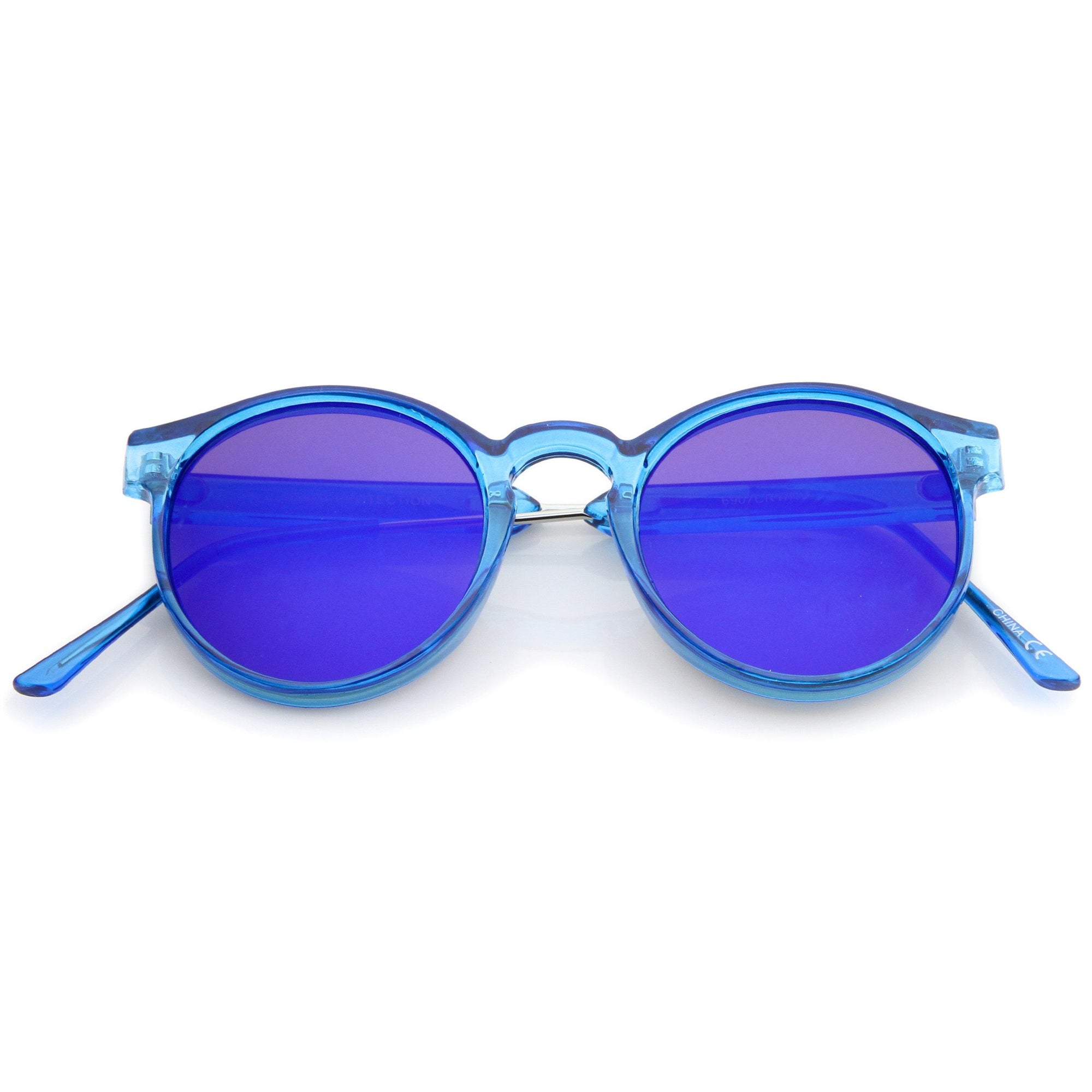 Retro Translucent Round P3 Color Mirror Lens Sunglasses - zeroUV