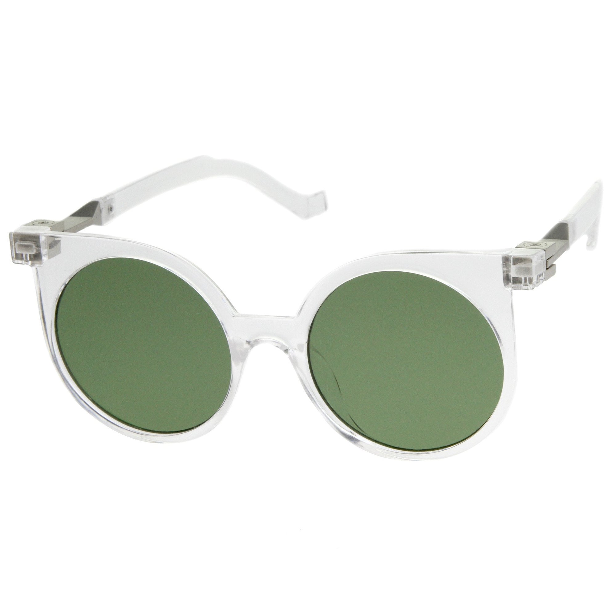 Modern Flat Lens Round Horned Rim Sunglasses Zerouv 