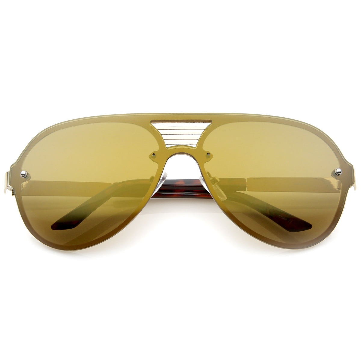 Rimless Shield Mirrored Lens Aviator Sunglasses Zerouv 