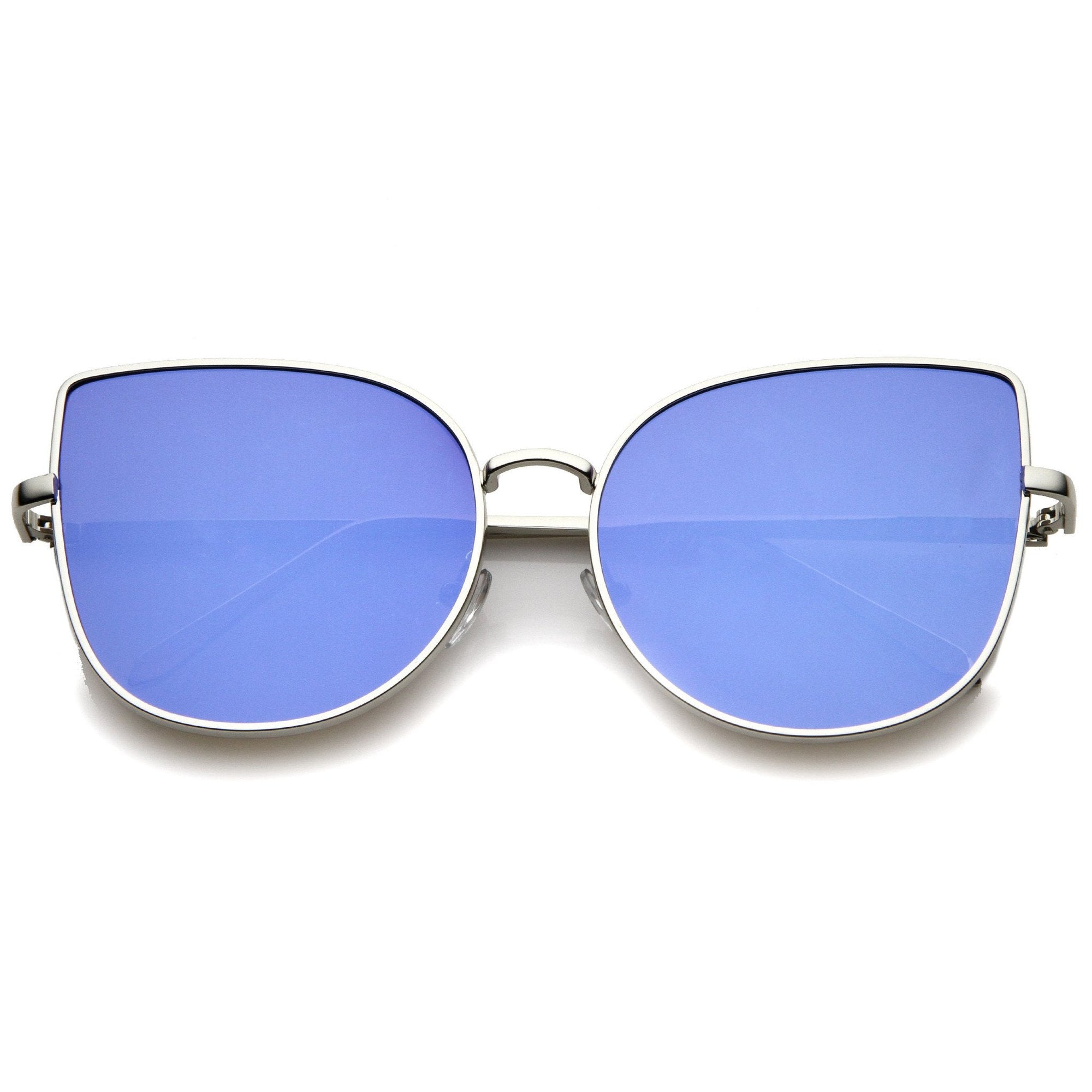 Oversize Modern Flat Mirror Lens Fat Eye Sunglasses - zeroUV