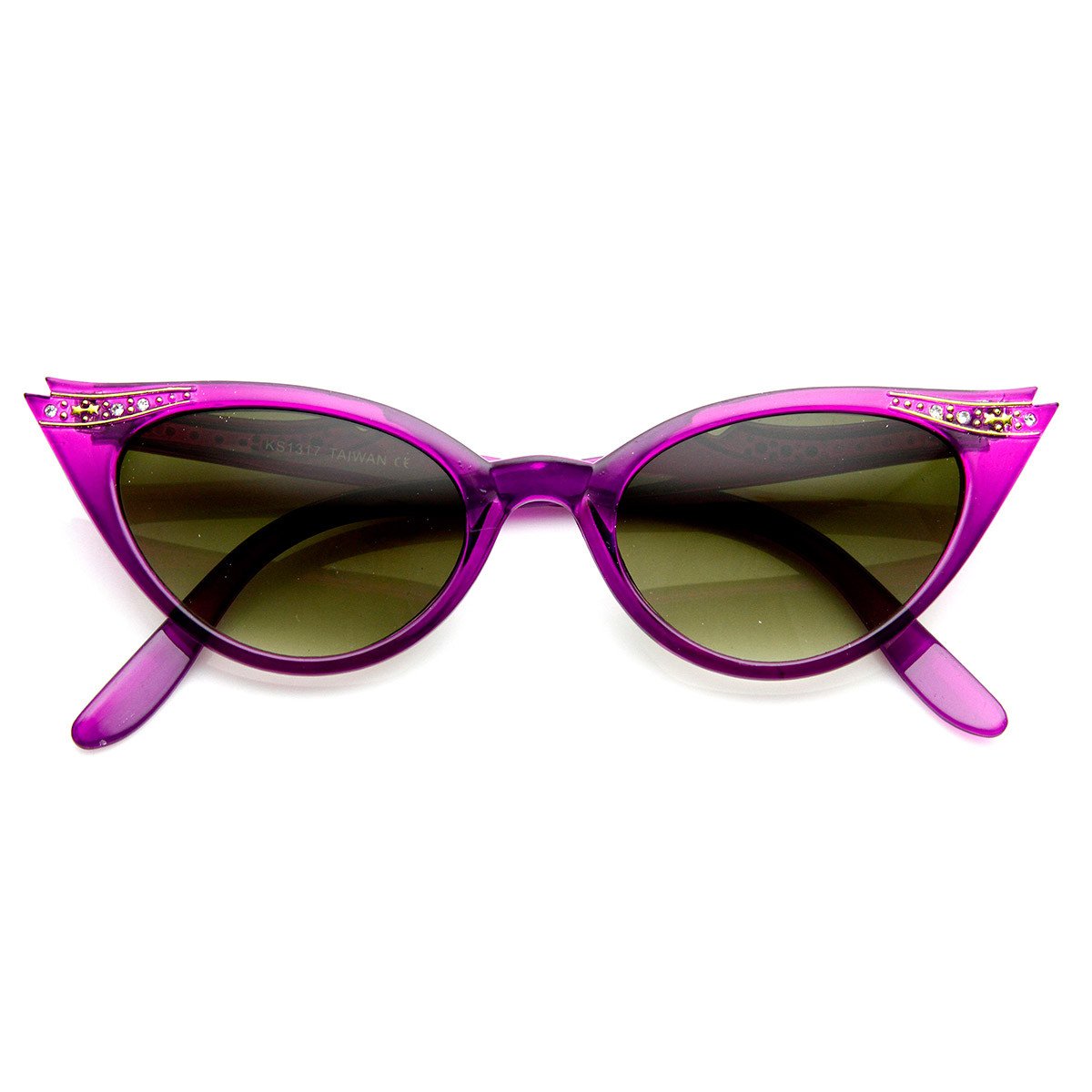 1950 S Vintage Womens Rhinestone Cat Eye Sunglasses Zerouv