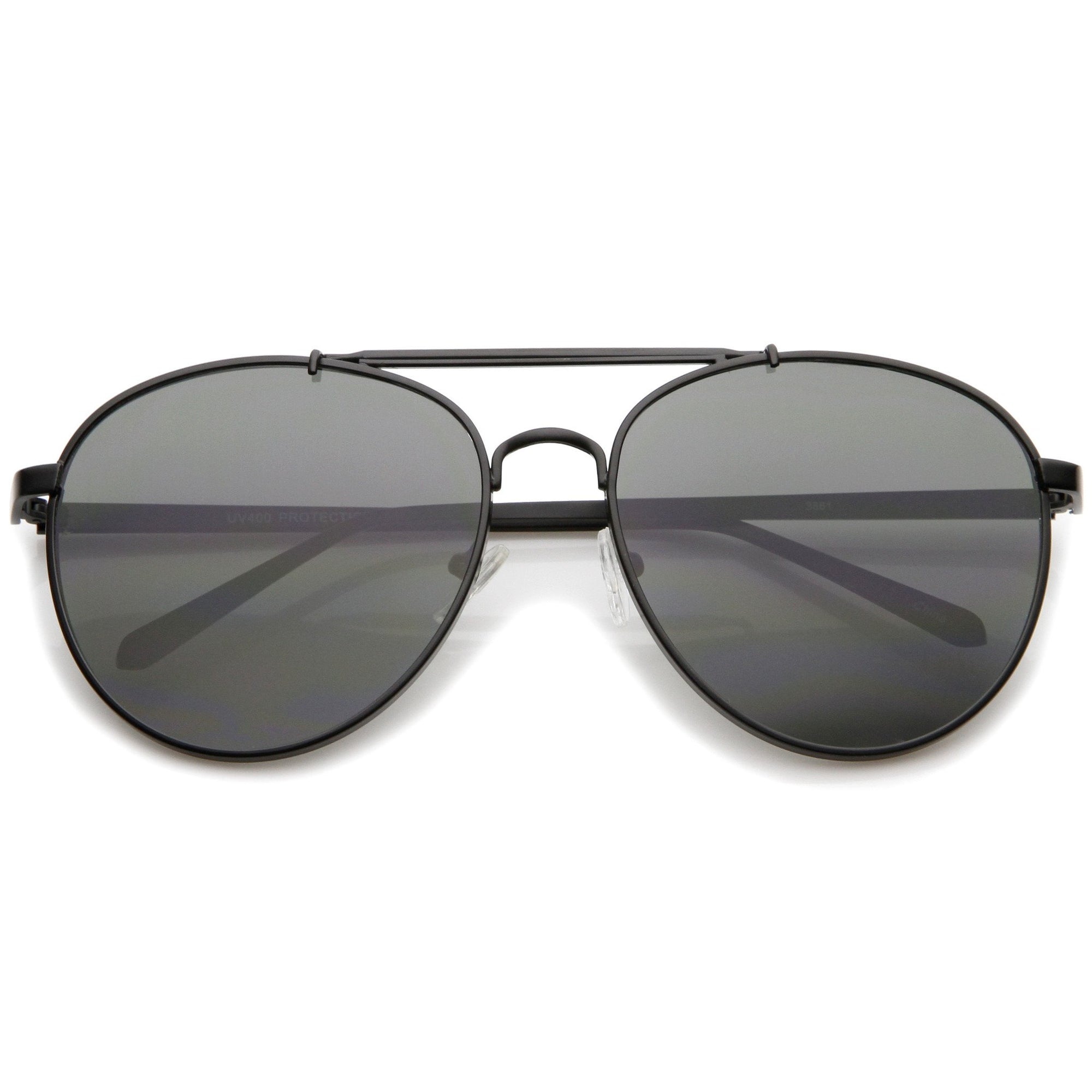 Oversize Deep Inset Metal Aviator Sunglasses - zeroUV