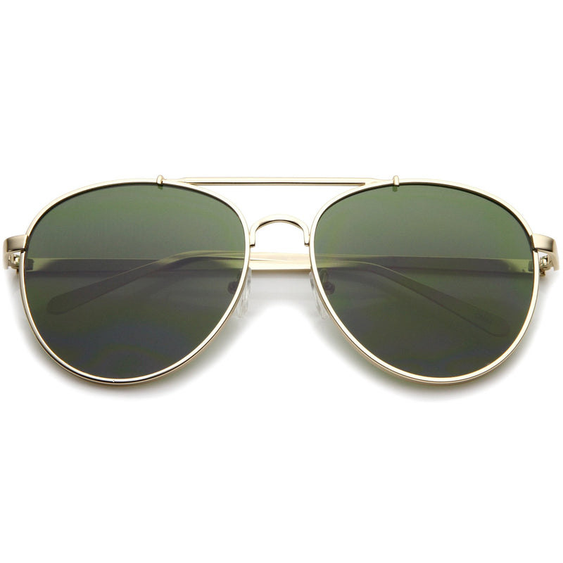 Oversize Deep Inset Metal Aviator Sunglasses - zeroUV