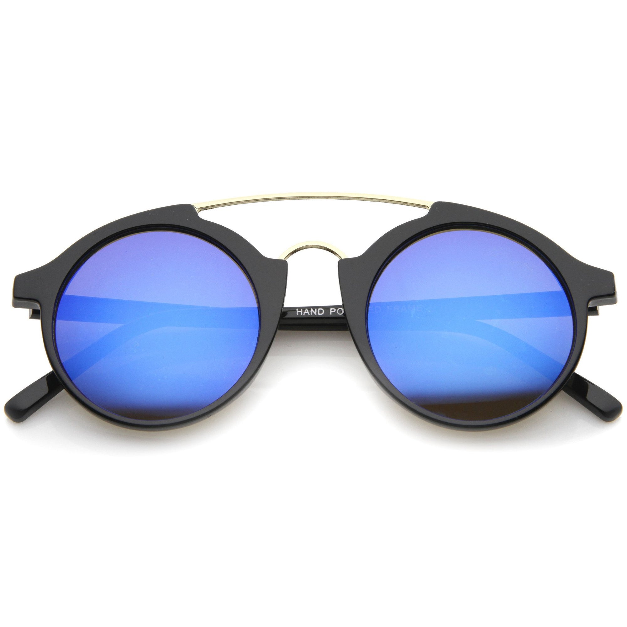 Retro Round Horned Rim Mirror Lens Sunglasses Zerouv 