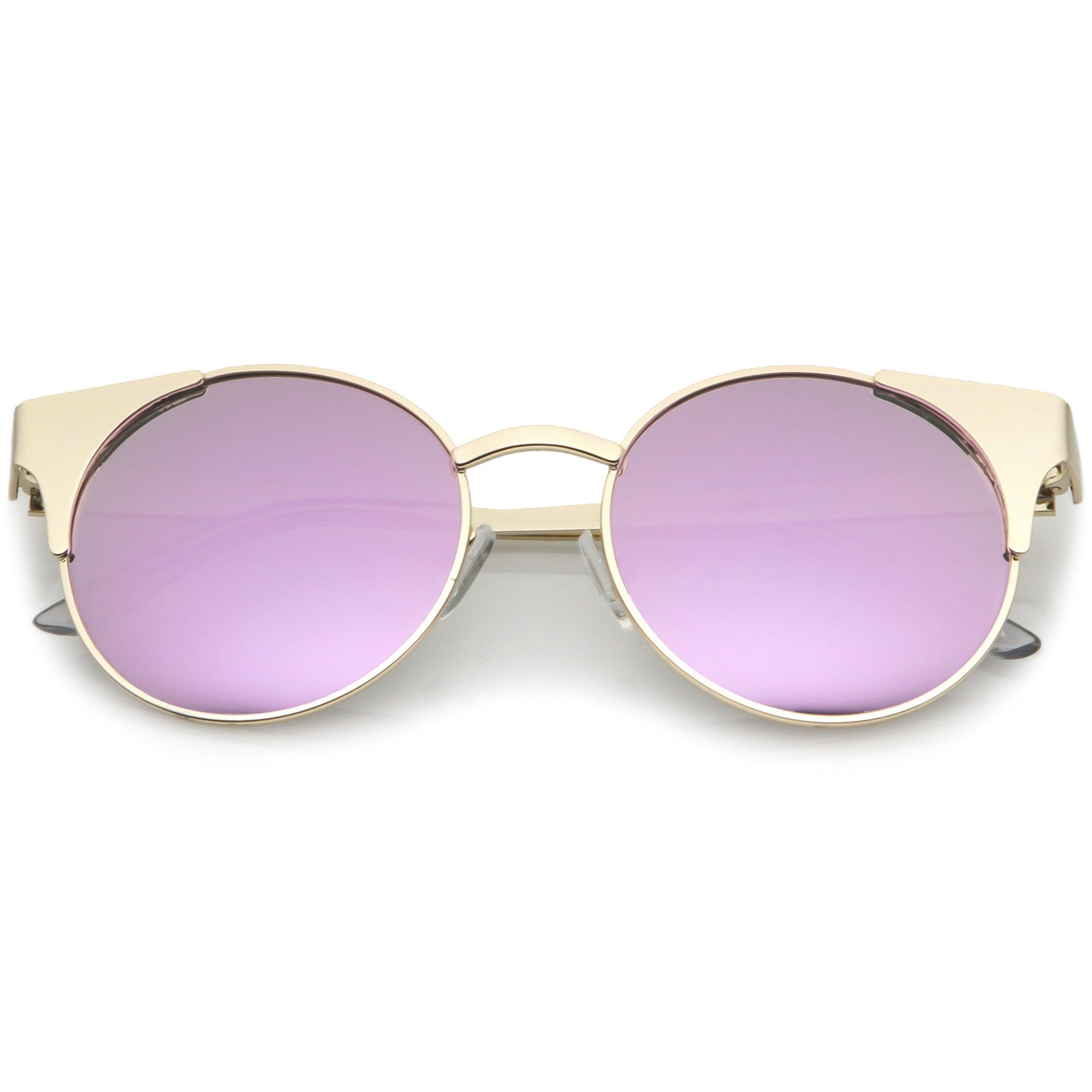 Rose Pink Large Oversized Sunglasses Cat Eye Flat Mirror Lens