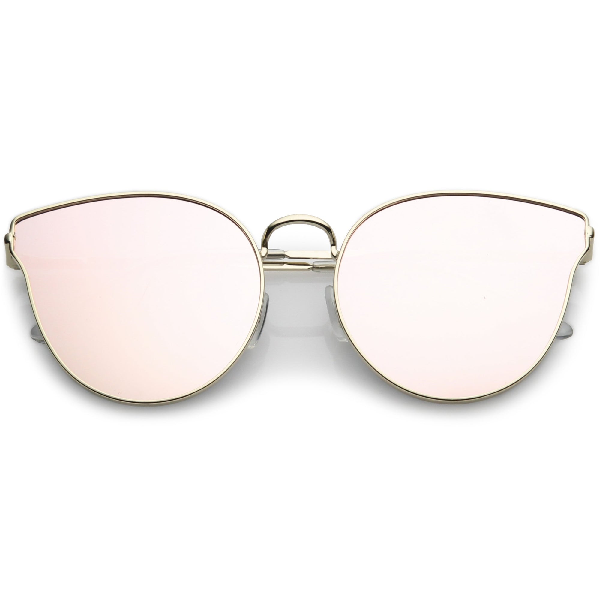 Women's Premium Laser Cut Mirrored Flat Lens Cat Eye Sunglasses - zeroUV