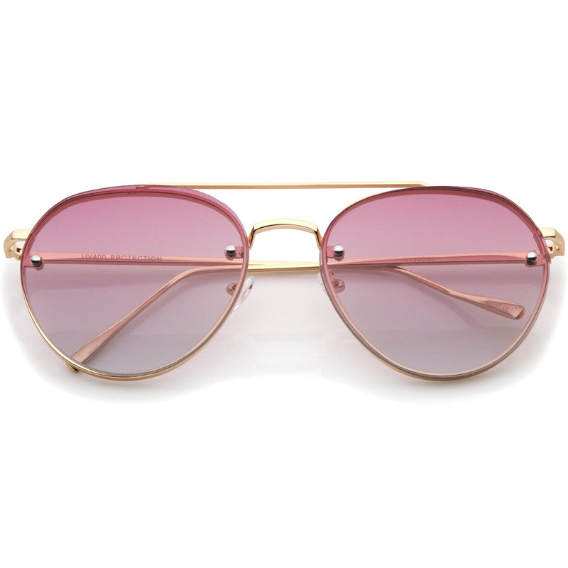 Retro Modern Gradient Flat Lens Aviator Sunglasses - zeroUV