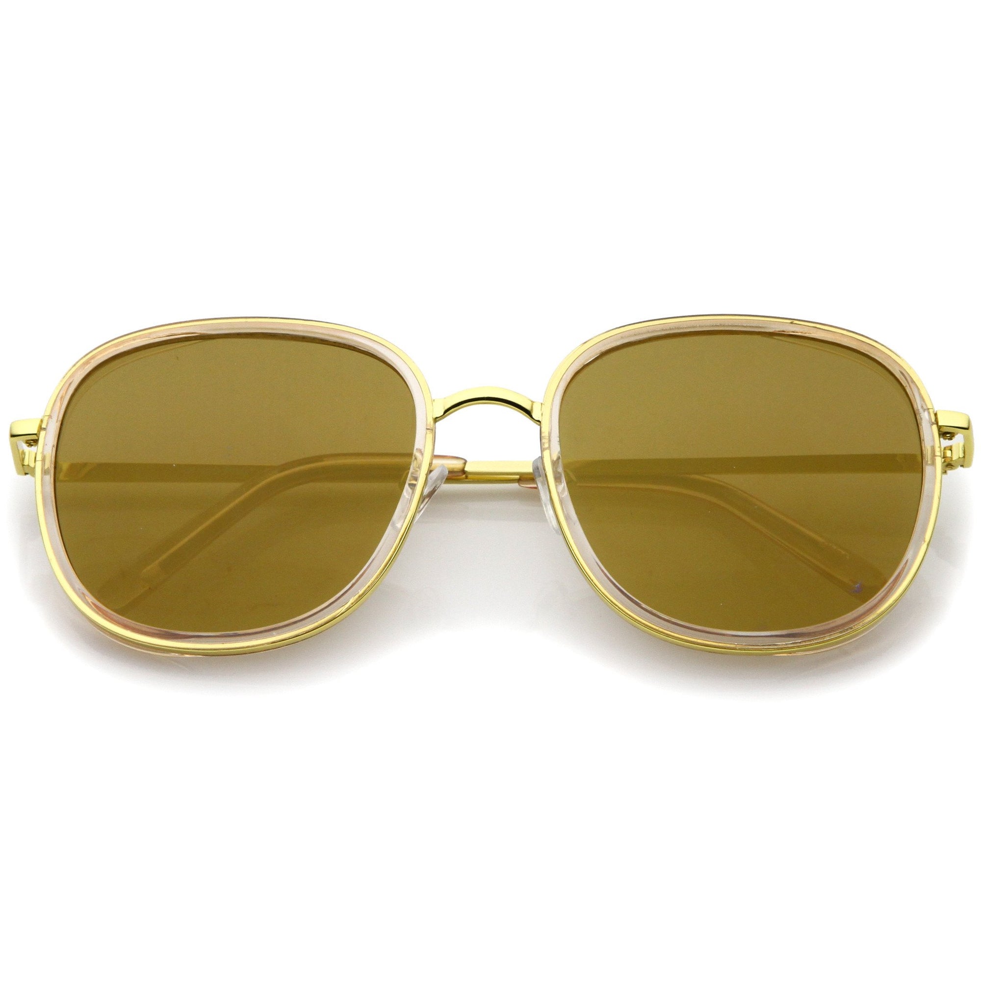 Retro Euro Mirrored Square Flat Lens Sunglasses - zeroUV