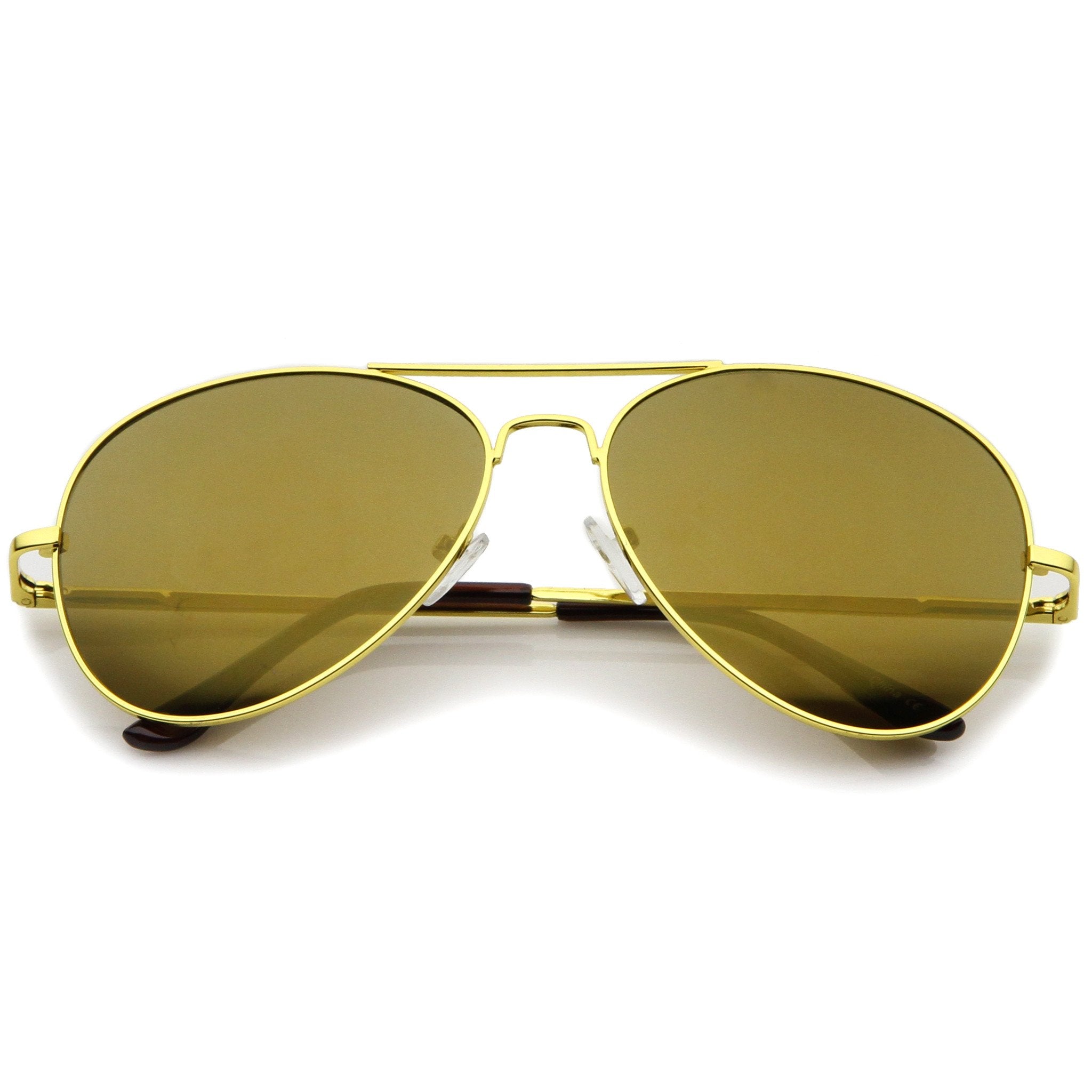 Premium Military Mirrored Lens Metal Aviator Sunglasses 1375 58mm