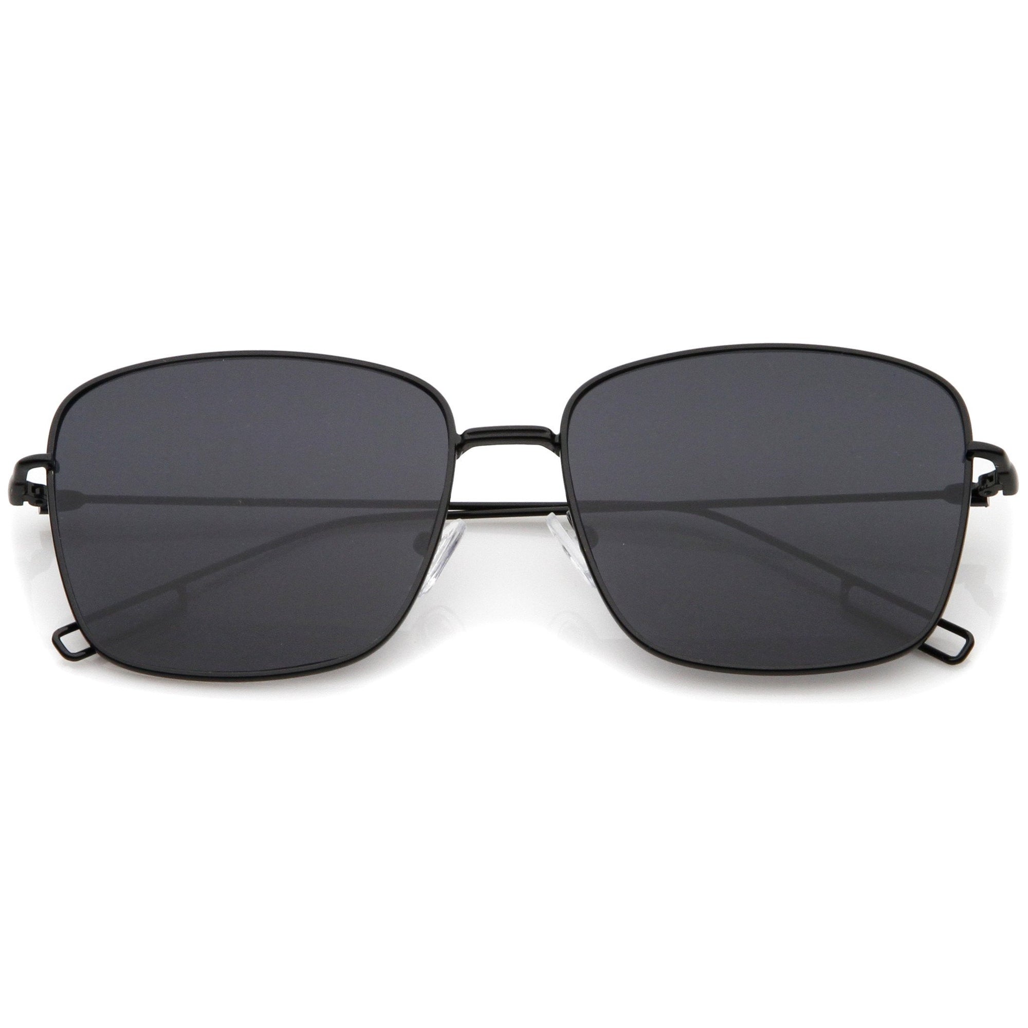 Classic Square Wire Metal Flat Lens Sunglasses - zeroUV