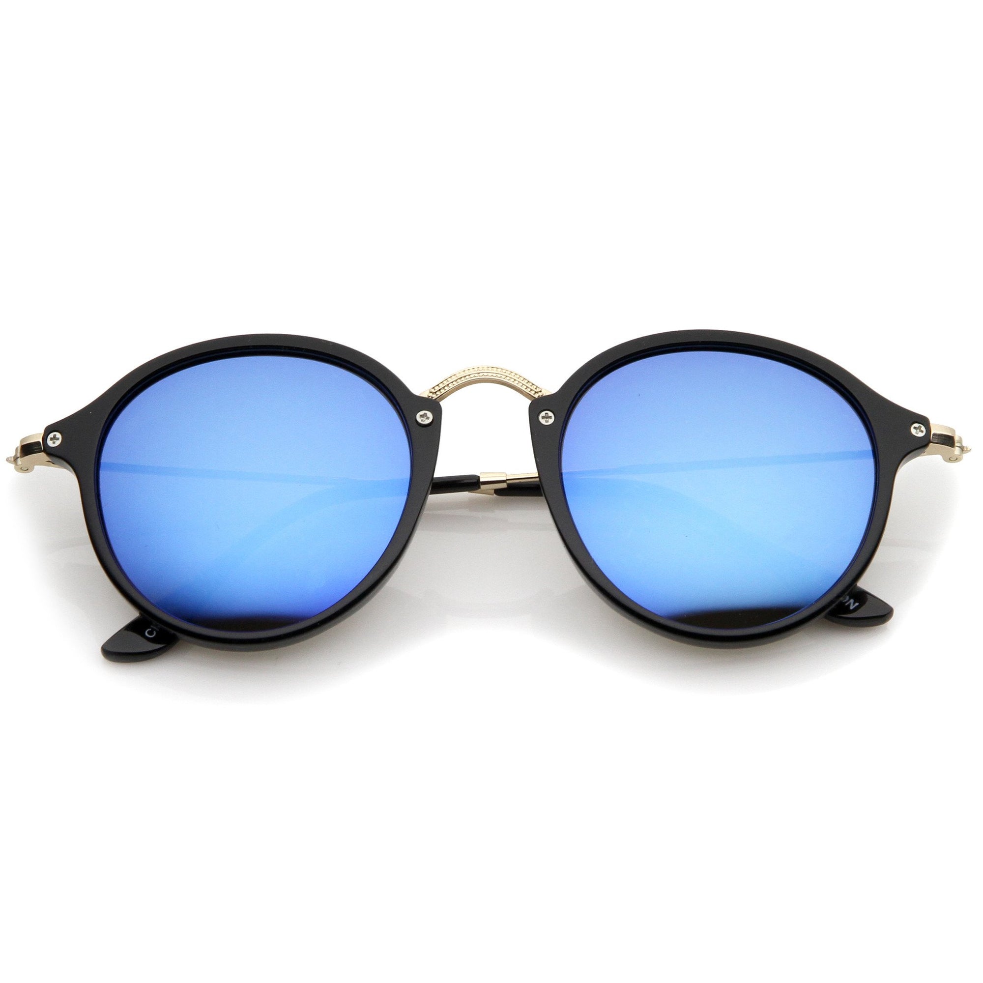 Steampunk Dapper Mirrored Round Lens Sunglasses - zeroUV