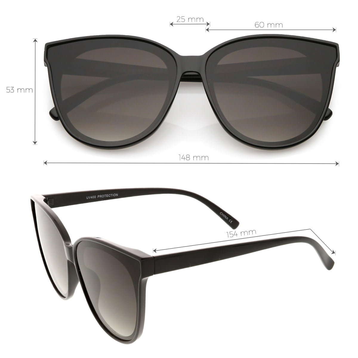 Women's Oversize Flat Infinity Lens Cat Eye Sunglasses - zeroUV