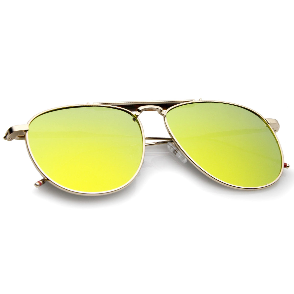 Oversize Round Mirrored Flat Lens Aviator Sunglasses Zerouv 