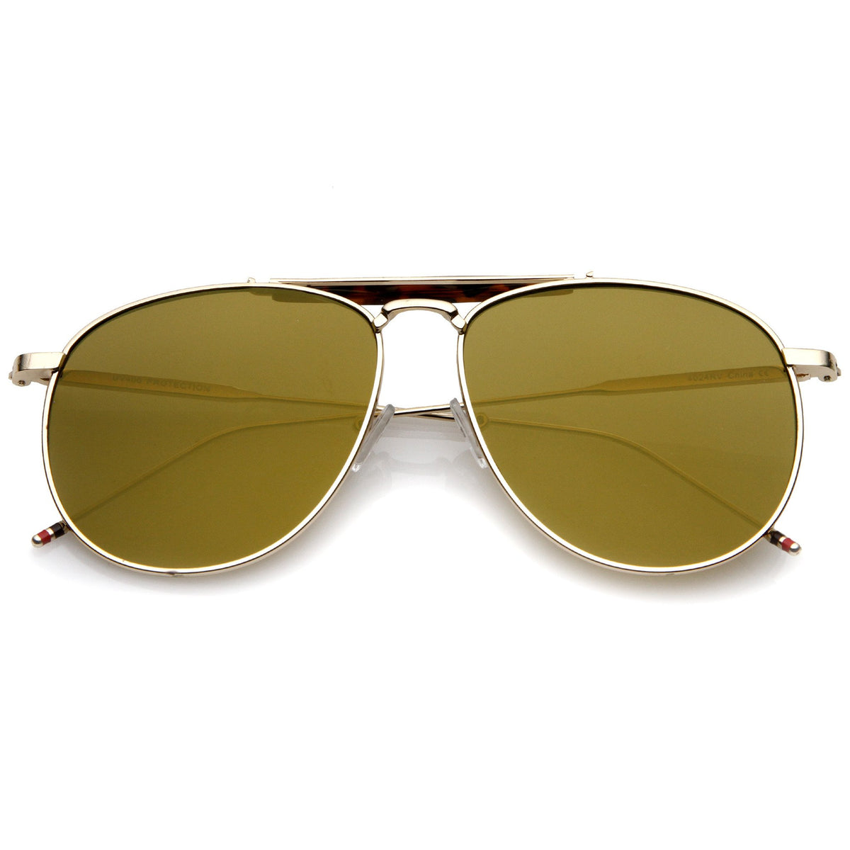 Oversize Round Mirrored Flat Lens Aviator Sunglasses Zerouv 