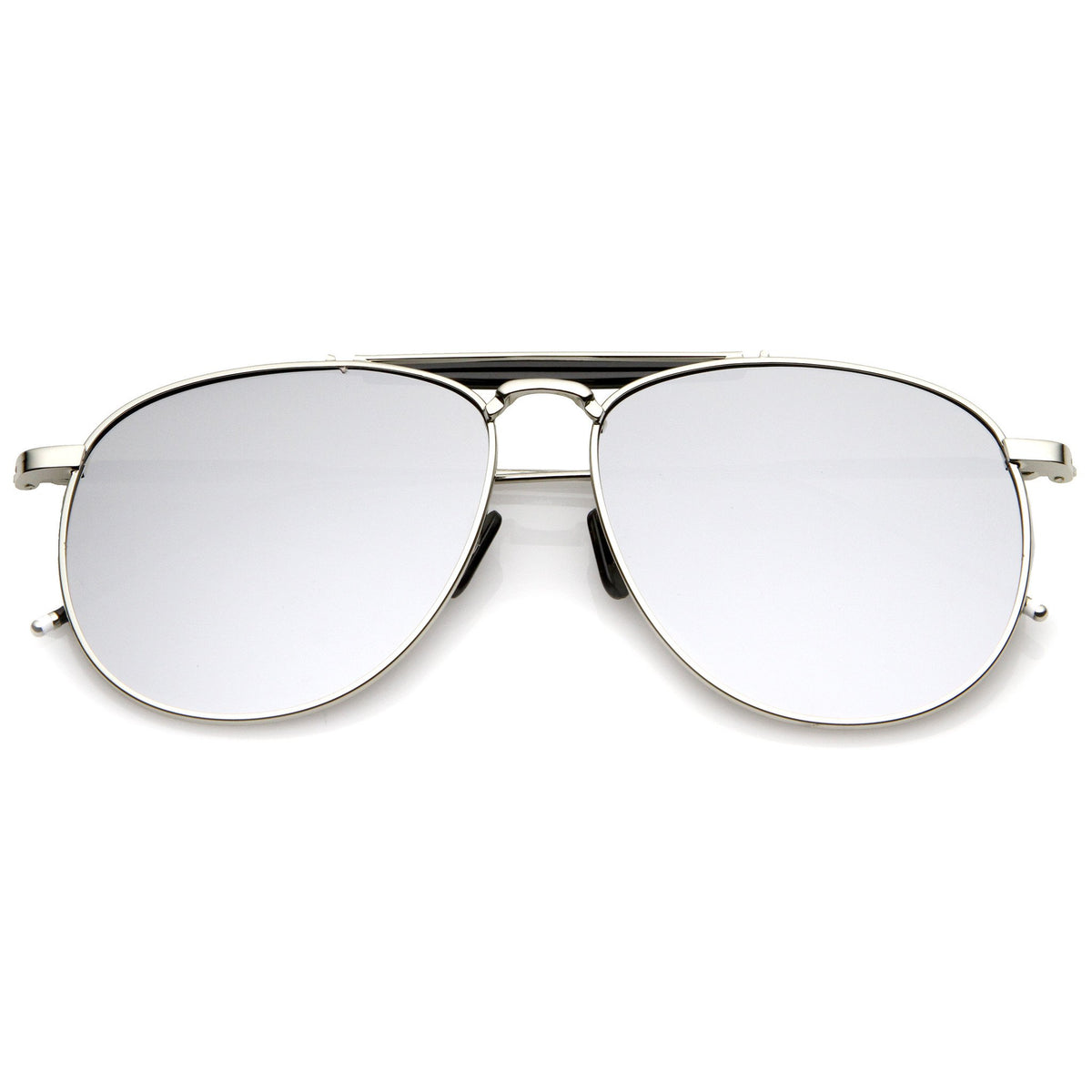 Oversize Round Mirrored Flat Lens Aviator Sunglasses - zeroUV