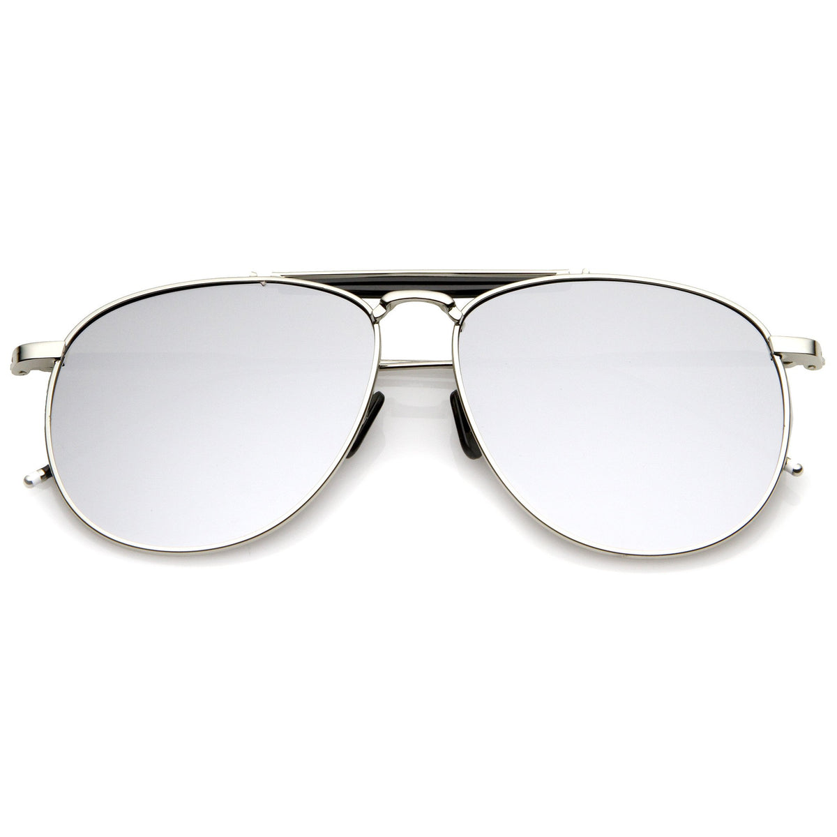 Oversize Round Mirrored Flat Lens Aviator Sunglasses Zerouv 