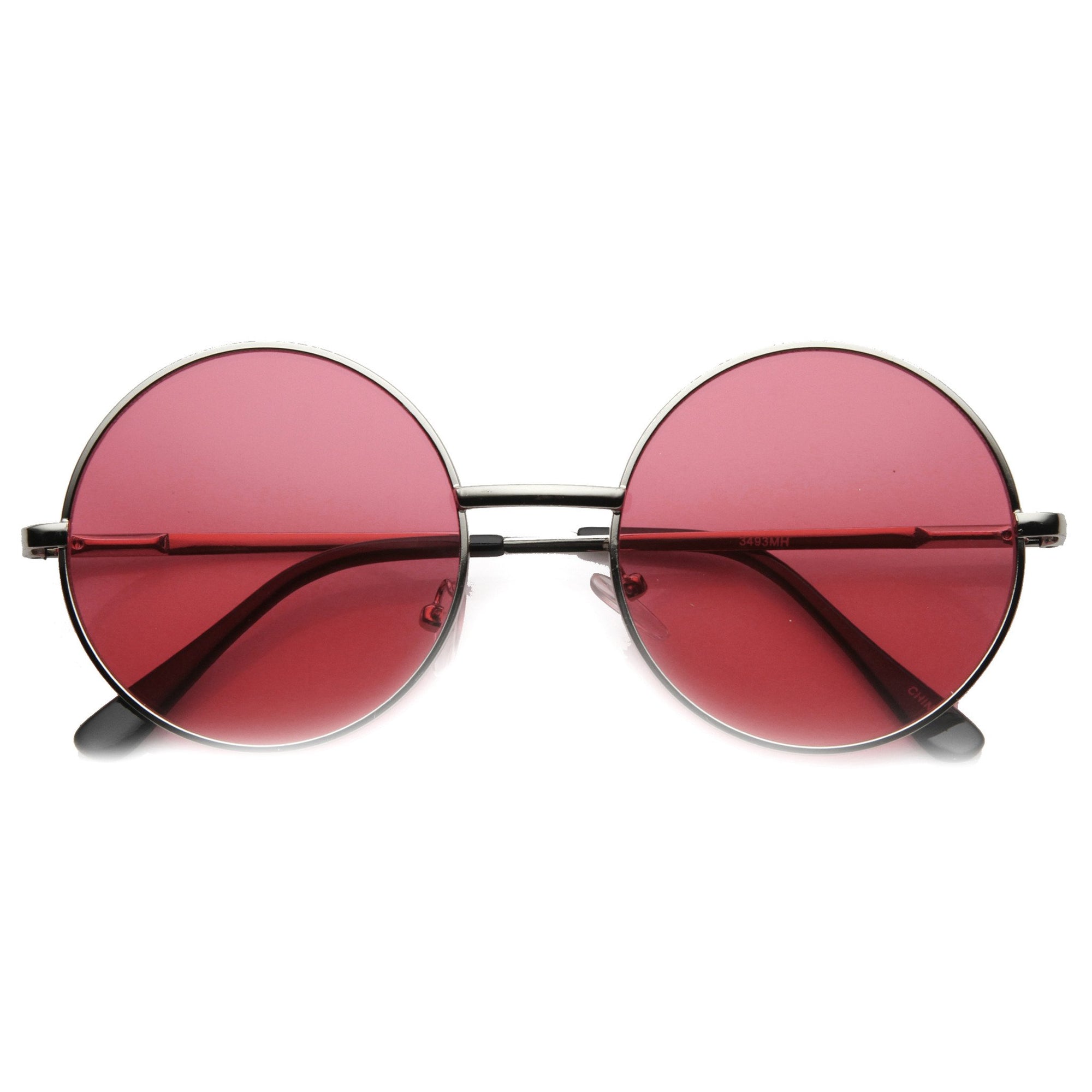 Retro Hippie Mid Sized Round Color Lens Sunglasses - zeroUV