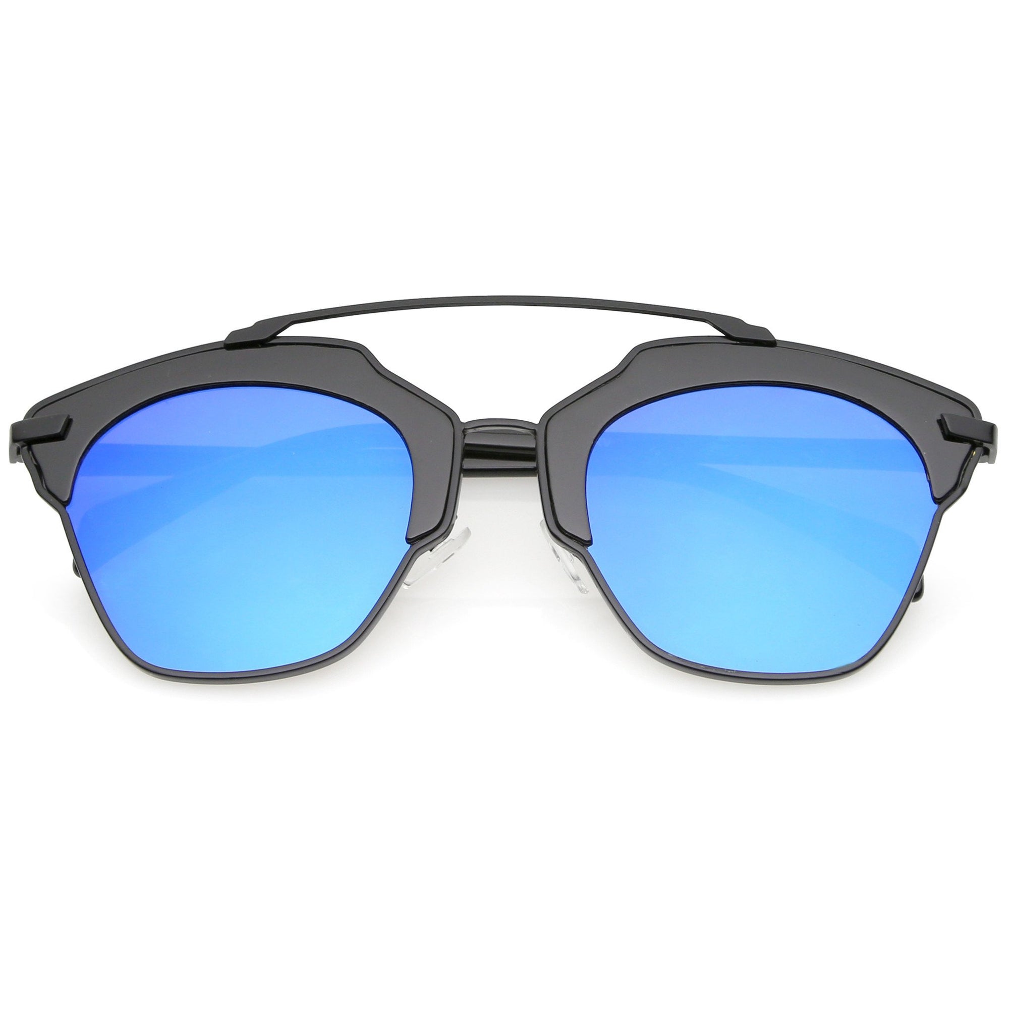 Oversize Euro Half Frame Mirrored Lens Sunglasses Zerouv 