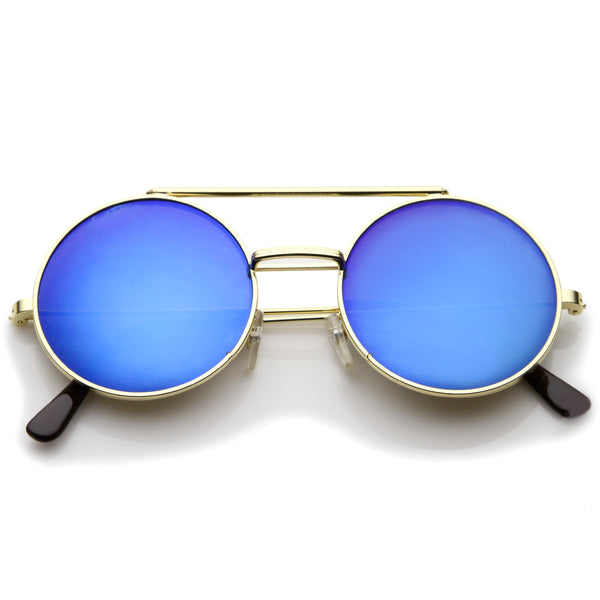 Steampunk Vintage Retro Round Flip Up Frame Sunglasses Zerouv 