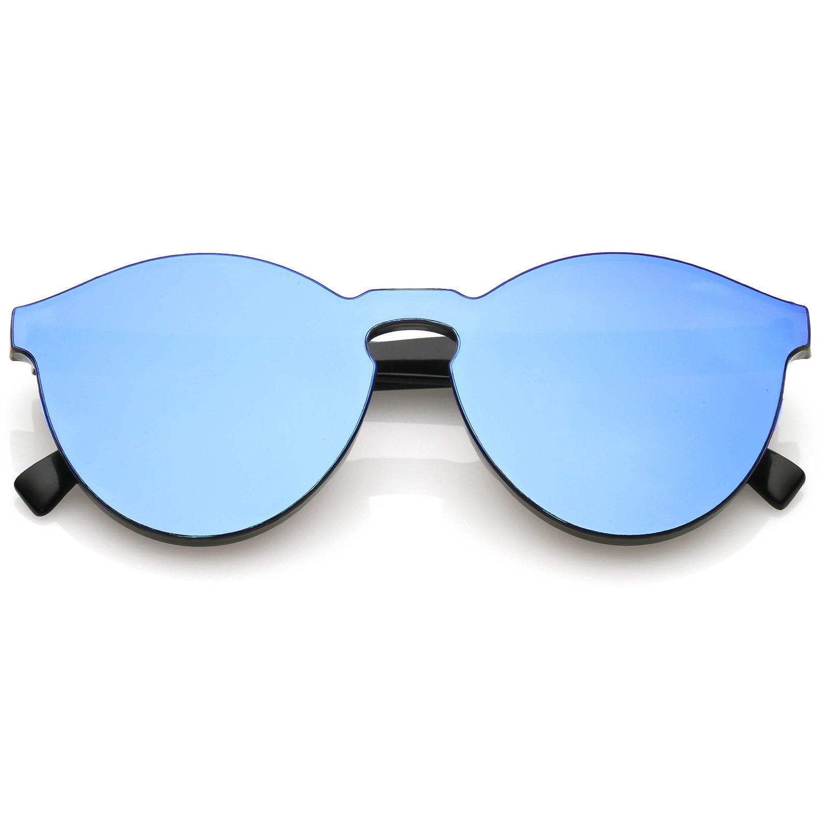 1980's Futuristic Monoblock Mirrored Flat Lens Sunglasses - zeroUV