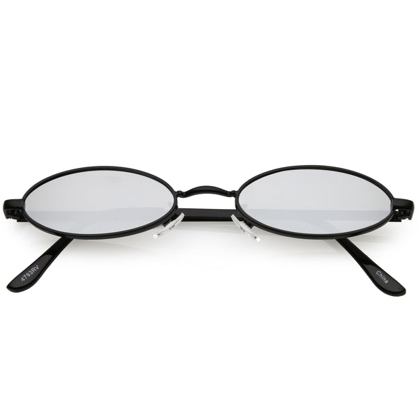 Small Retro 1990s Oval Metal Mirrored Lens Sunglasses Zerouv 