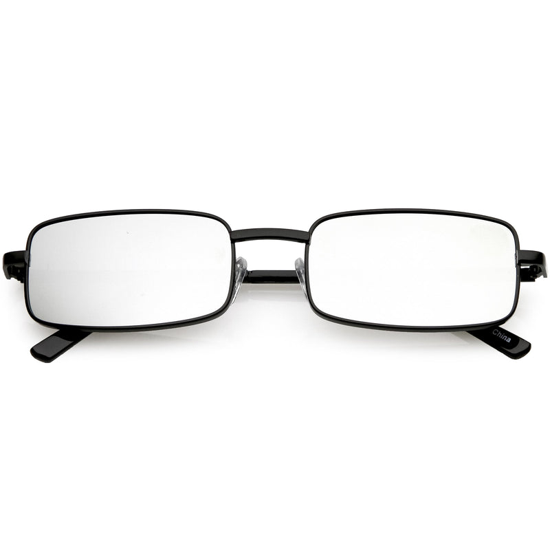 Retro Unisex Small Rectangle Mirrored Flat Lens Sunglasses Zerouv 