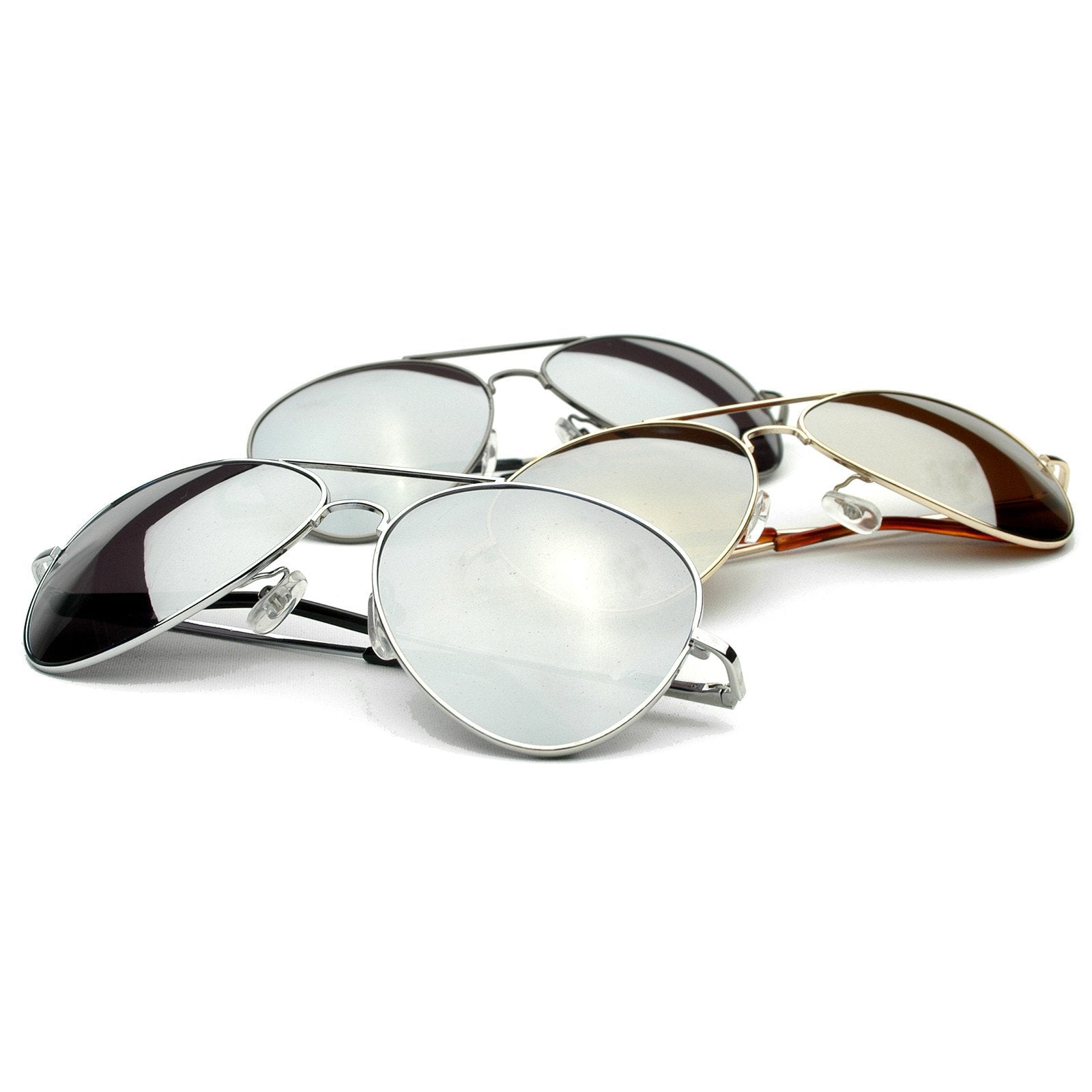 Sale Mirrored Lens Metal Aviator Sunglasses 3 Pack Zerouv 