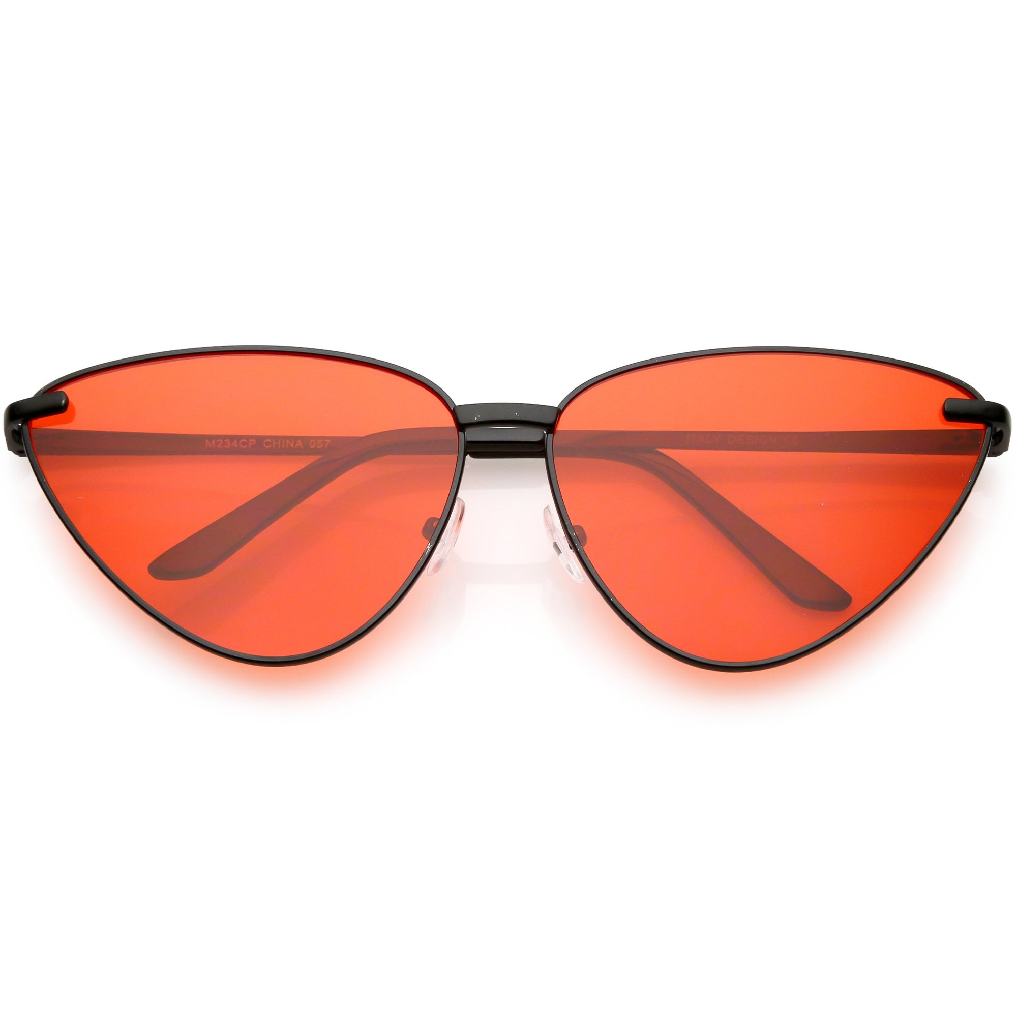 Women's Oversize Color Tone Metal Cat Eye Sunglasses - zeroUV