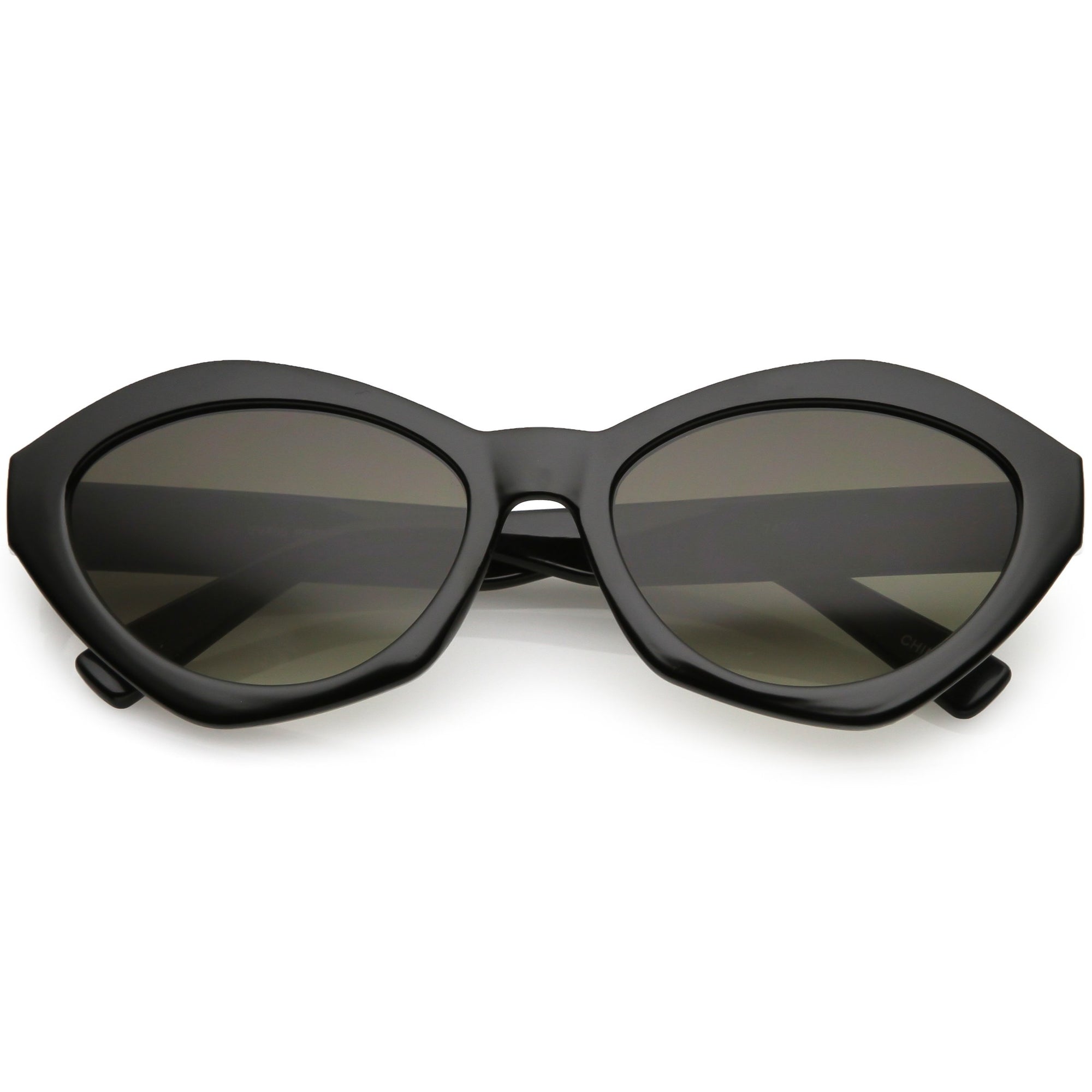 Womens Retro Modern Oval Flat Lens Sunglasses Zerouv 