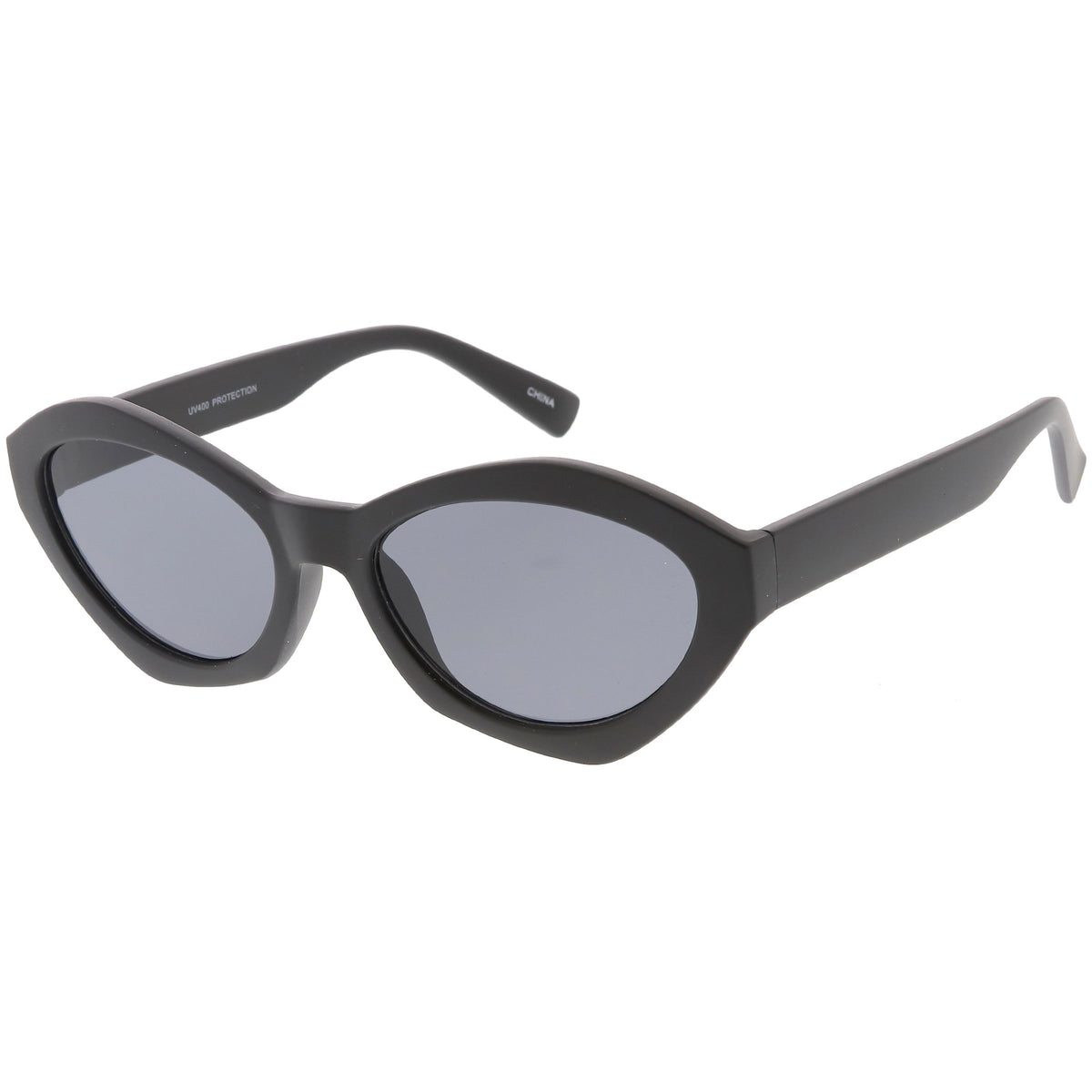 Womens Retro Modern Oval Flat Lens Sunglasses Zerouv 
