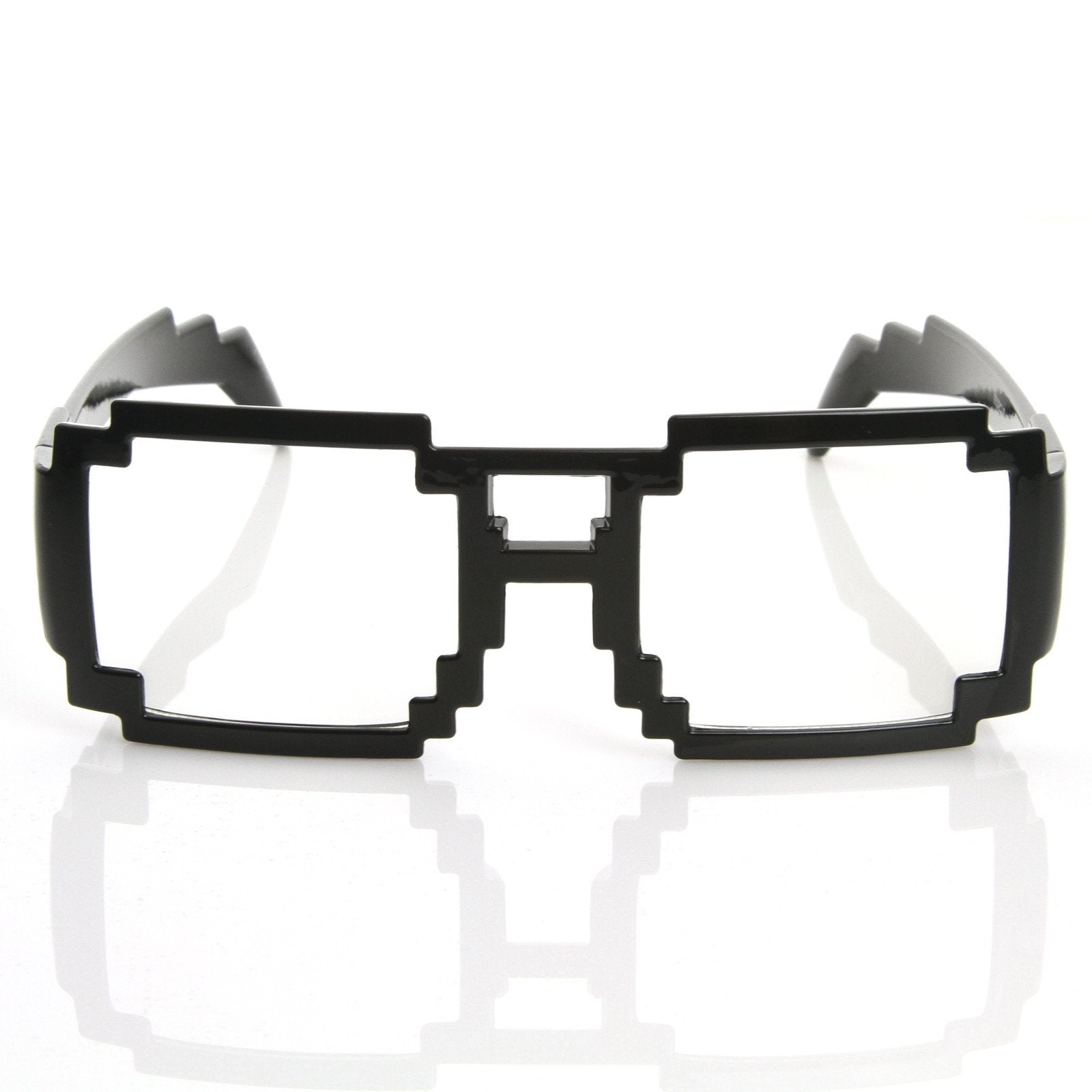 Gamer Nerd Retro Pixelated 8 Bit Clear Lens Glasses Zerouv 