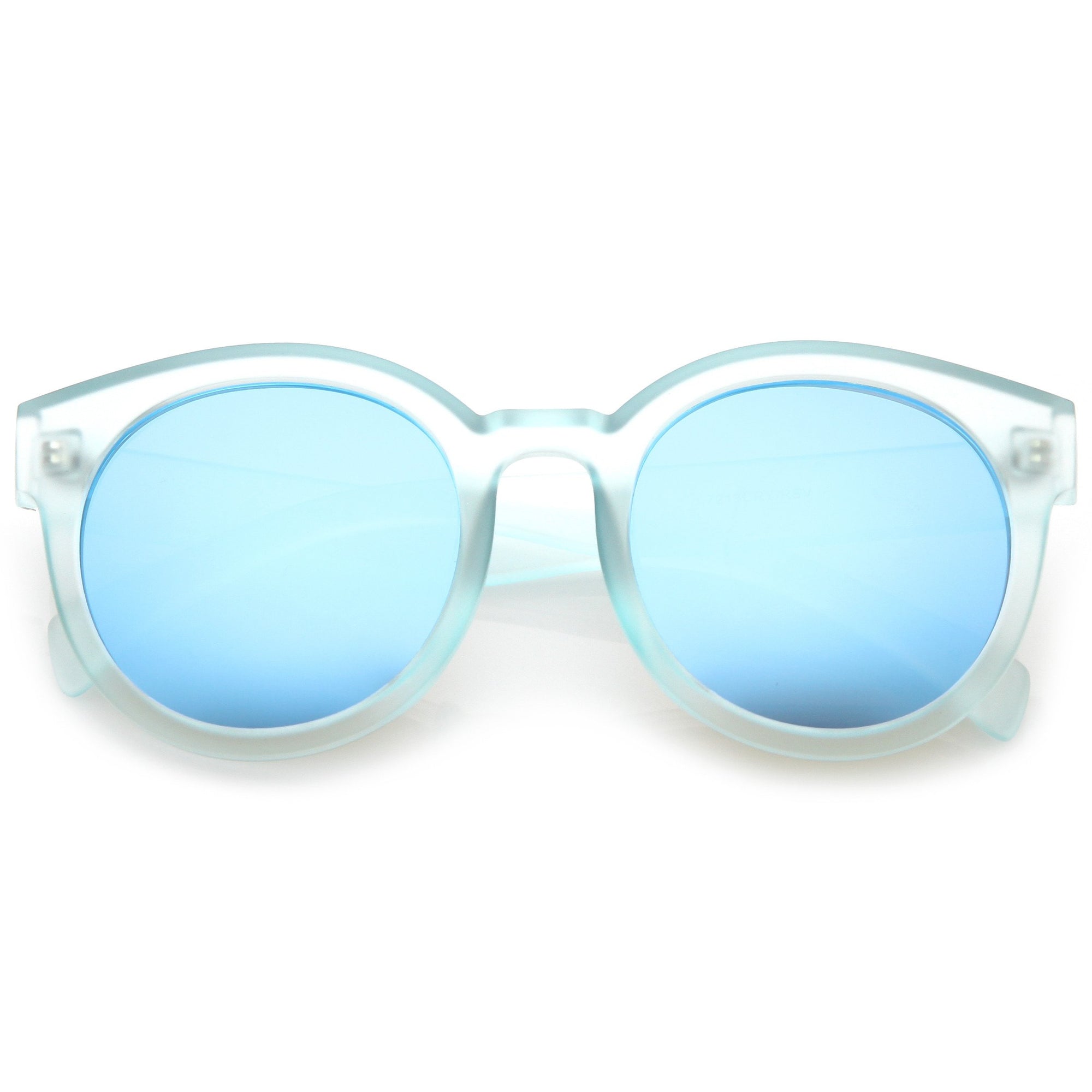 Retro Round Translucent Mirrored Lens Sunglasses - zeroUV