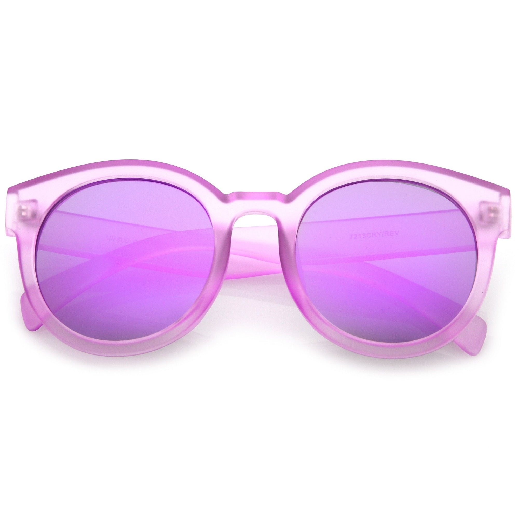 Retro Round Translucent Mirrored Lens Sunglasses - zeroUV