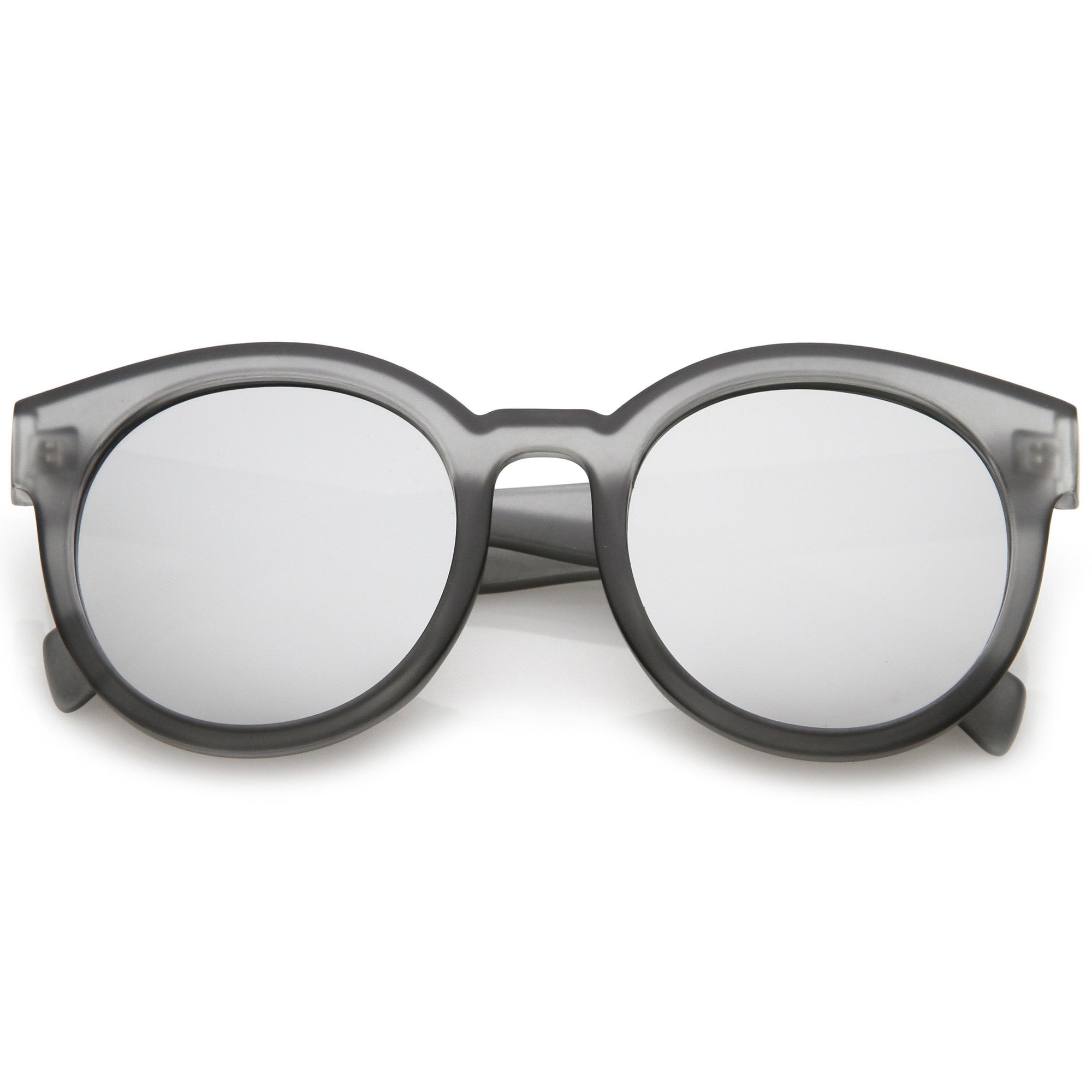 Retro Round Translucent Mirrored Lens Sunglasses - zeroUV