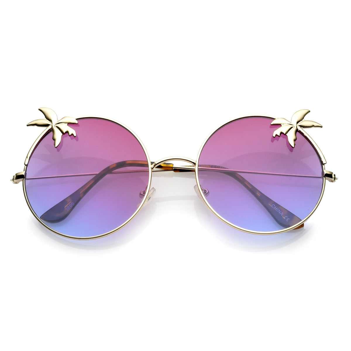 Indie Round Palm Tree Gradient Lens Sunglasses - zeroUV