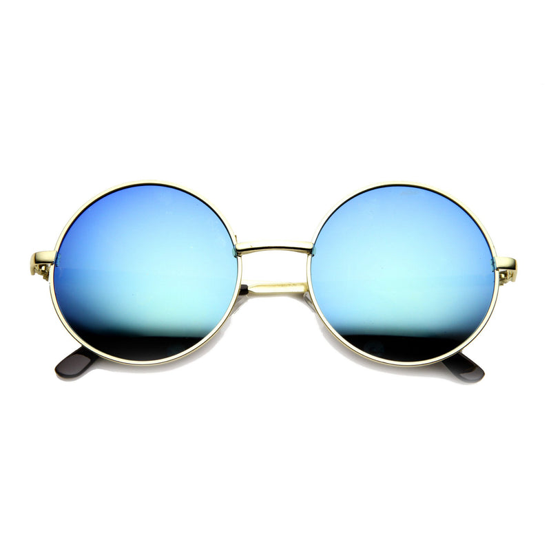 Retro Flash Revo Mirror Lens Round Metal Sunglasses Zerouv