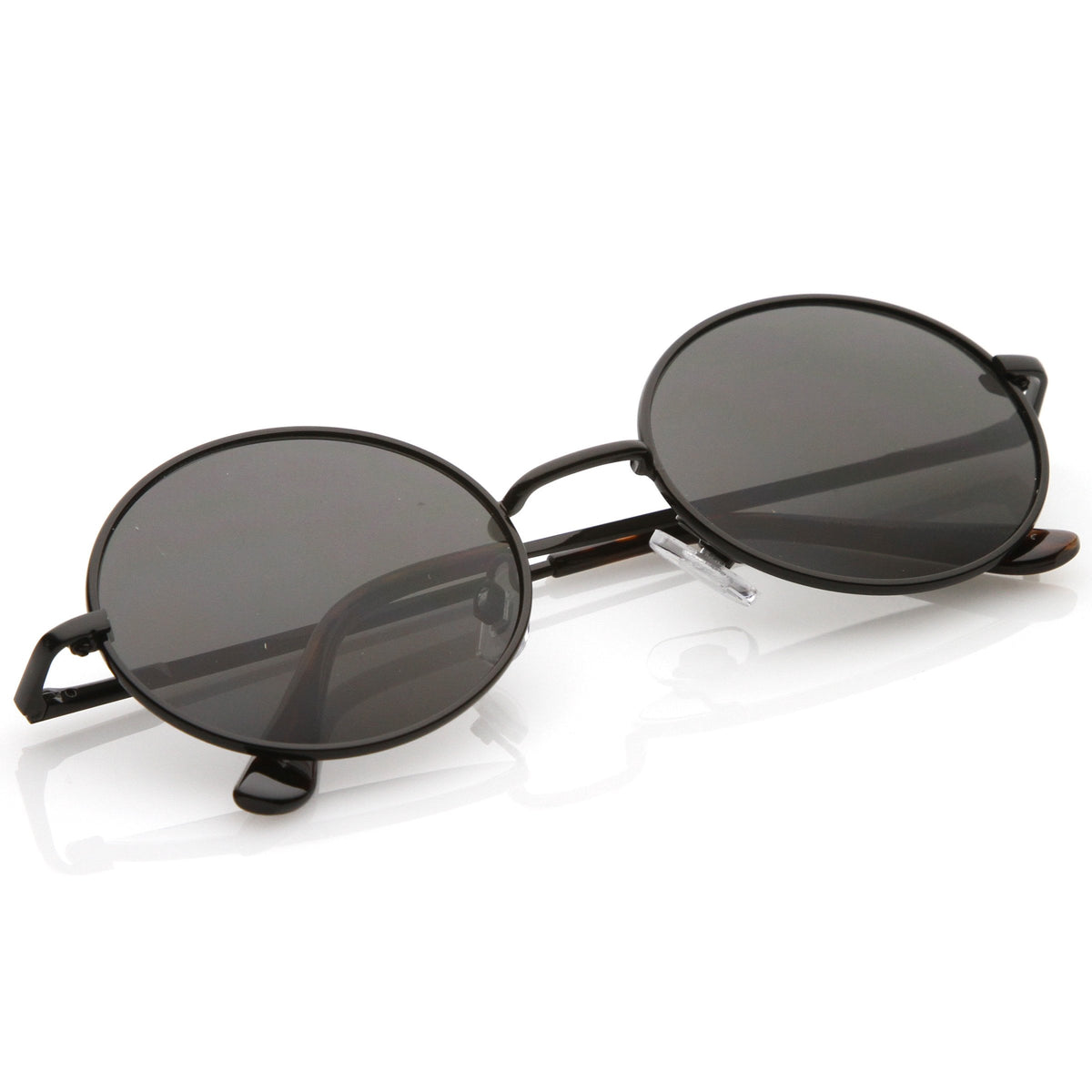 Classic Retro 90s Round Oval Flat Lens Metal Sunglasses Zerouv 