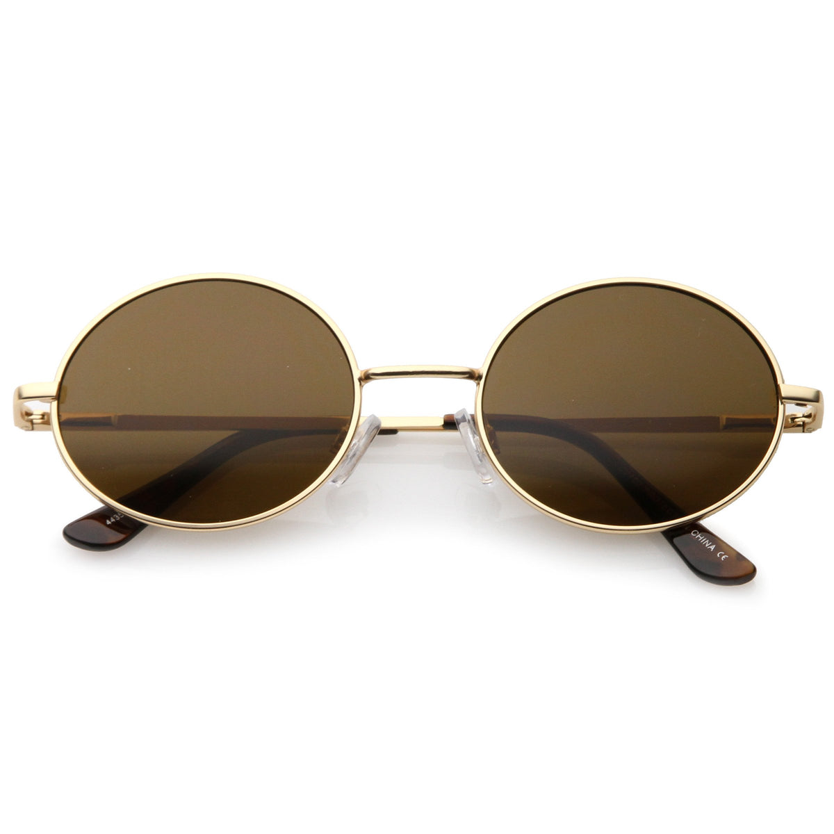 Classic Retro 90's Round Oval Flat Lens Metal Sunglasses - zeroUV