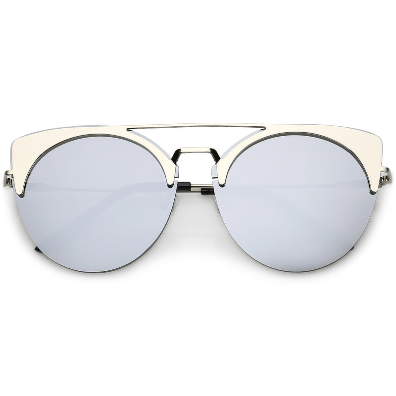 Retro Modern Oversize Mirrored Flat Lens Aviator Sunglasses Zerouv 