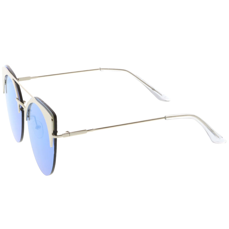 Retro Modern Oversize Mirrored Flat Lens Aviator Sunglasses Zerouv 