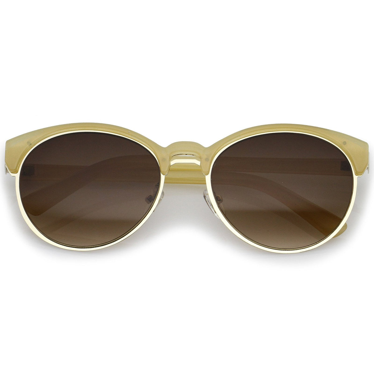 Women's Retro Oval Half Frame Cat Eye Sunglasses A792 - zeroUV