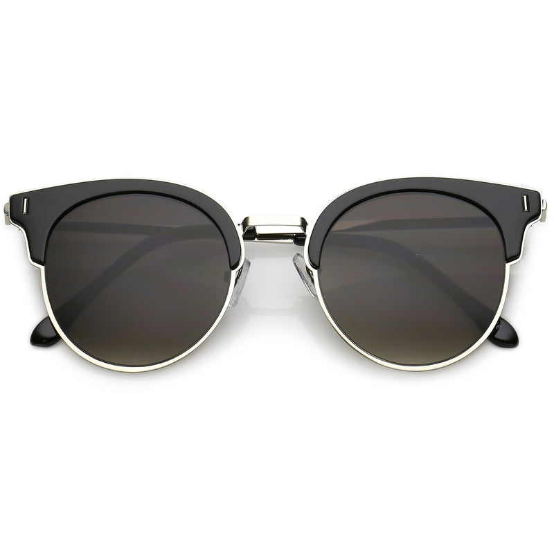 Retro Modern Half Frame Horned Rim Flat Lens Sunglasses Zerouv 